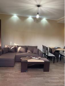 un soggiorno con divano e tavolo di Chalkidiki AsterGia apartments a Metangítsion