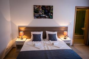 1 dormitorio con 1 cama grande y 2 mesitas de noche en Villa Mir, en Mostar