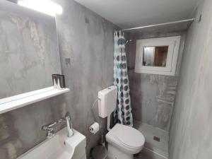 a small bathroom with a toilet and a sink at Άνετο στούντιο στο κέντρο in Athens