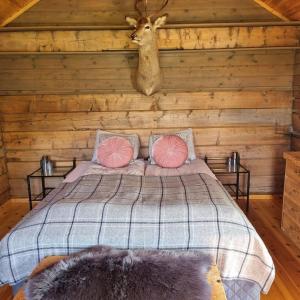 Ένα ή περισσότερα κρεβάτια σε δωμάτιο στο Cozy cabin in the mountains