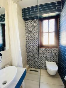 a bathroom with a toilet and a sink at Harmony Seaside Pelion in Platanias