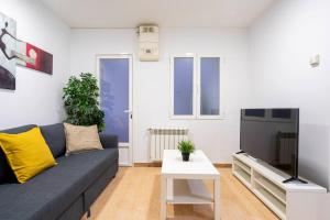 - un salon avec un canapé et une télévision dans l'établissement Cosy interior ground floor in Barrio Salamanca-BOC5, à Madrid