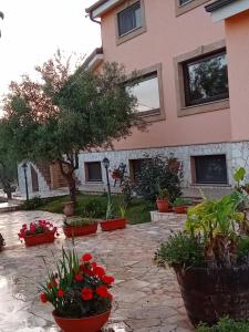 una casa con un mazzo di fiori davanti di Il Poggetto Marzamemi B&B a Marzamemi