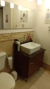 a bathroom with a sink and a toilet at B&B - El Refugio -C D in Paraná