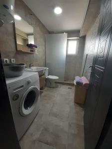 a bathroom with a washing machine and a sink at Apartments Josif in Gevgelija