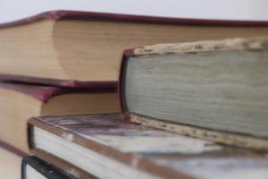 two books stacked on top of each other at Cortijo de Vega Grande in Llerena