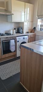 a kitchen with a stove and a dishwasher at Stylish 2 Bed Flat in Hoxton near Art Galleries in London