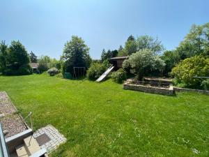 a large yard with a grassy yard with a fence at Apartment II Am Jakobsweg in Erfurt
