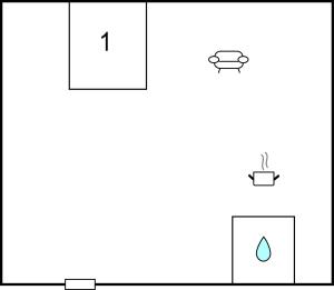 ein Diagramm eines Wasserzählers mit einem Tropfen in der Unterkunft Amazing Apartment In Usson-en-forez With Kitchen in Usson-en-Forez