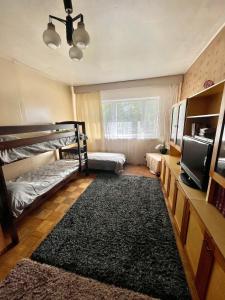 a room with two bunk beds and a television at Lake hostel in Mustvee