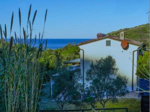 a white building with a view of the ocean at Silvana in Nisporto