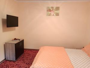 een slaapkamer met een bed en een tv aan de muur bij Casa Vlad in Constanţa