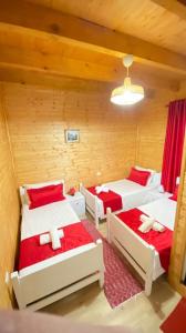 a bedroom with two beds in a room at Bujtina Miqesia in Theth
