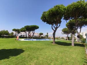 un parc avec des arbres et une piscine dans l'établissement Apto con vistas Monteluna, à Huelva