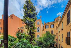 a tall tree in front of a building at Le suite di Borgo in Rome