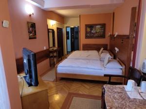 Postel nebo postele na pokoji v ubytování Hotel Kapistec Skopje