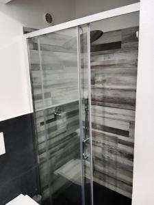 アルゲーロにあるAlghero d'Estateの浴室のガラス扉付きシャワー