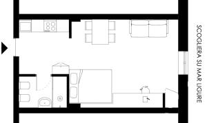 a floor plan of a house at Cà de Mâ - Sea Front Suite in Genoa