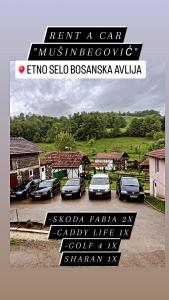 a group of cars parked in a parking lot at Kuća na selu-Mutvak- in Visoko