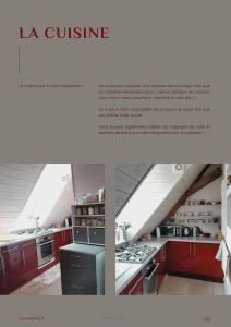 ein Bild einer Küche mit roten Schränken in der Unterkunft Chambre 7 chambre privée et bureau in Charolles
