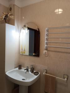 La salle de bains est pourvue d'un lavabo et d'un miroir. dans l'établissement Apartamento Solzende, à Esposende