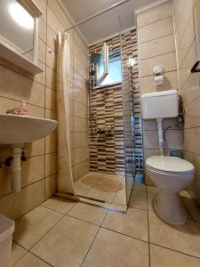 a bathroom with a toilet and a sink at Big Mama's Apartments in Konjic