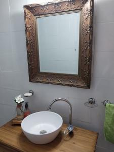 a bathroom with a white sink and a mirror at La Pepita in Ciudad Lujan de Cuyo +16 photos