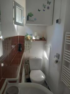 een kleine badkamer met een toilet en een wastafel bij Jolie F3 à 10 mn aéroport d'Orly in Juvisy-sur-Orge