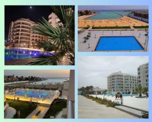 a collage of four pictures of buildings and a pool at Scandic Resort in Hurghada, EGYPT in Hurghada +26 photos