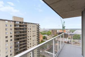 a view from the balcony of a building at Newly Renovated 2 Bedroom Downtown Saskatoon Condo in Saskatoon