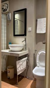 a bathroom with a sink and a toilet at Sala Boutique Hotel in Male City