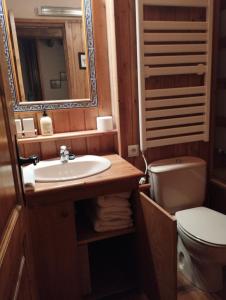 uma casa de banho com um lavatório e um WC em Esquí, Aigüestortes y Boí-Taüll a tus pies en EbreHogar em Pla de l'Ermita