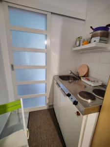 Kuchyň nebo kuchyňský kout v ubytování Sétány Apartman
