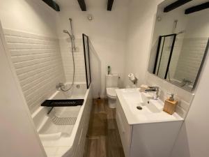 a bathroom with a sink and a shower and a toilet at Chambre & salle de bain privée - LV 33 in Argenton-sur-Creuse