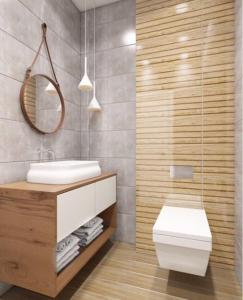 W łazience znajduje się umywalka, toaleta i lustro. w obiekcie 2 BED APARTMENT IN BANSKO RESORT w mieście Bansko