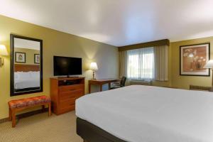 a hotel room with a large bed and a television at Wingate by Wyndham Mount Vernon in Mount Vernon