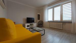 Televízia a/alebo spoločenská miestnosť v ubytovaní Apartament w Centrum