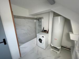 baño con lavadora y secadora en una habitación en Appartement Familiale PREMIUM : proche gare de Belfort en Belfort