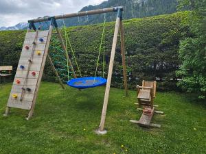 une aire de jeux avec un toboggan et une balançoire dans l'établissement Haus Pfeifenberger, à Zederhaus