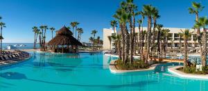a large pool with palm trees and a resort at Paradisus Los Cabos All Inclusive in Cabo San Lucas