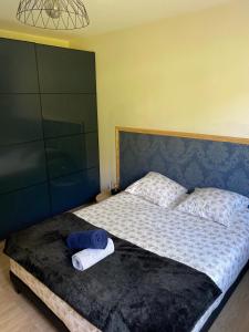 Łóżko lub łóżka w pokoju w obiekcie Maison d architecte avec spa
