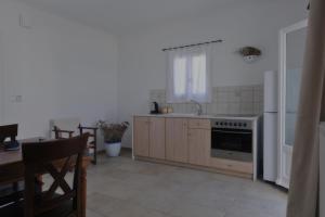 a kitchen with a sink and a stove at Degaetas Resort in Antiparos