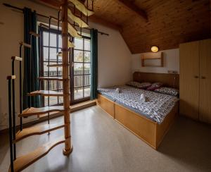 ストラージュネーにあるPension Cirfのベッドルーム1室(二段ベッド1組、はしご付)