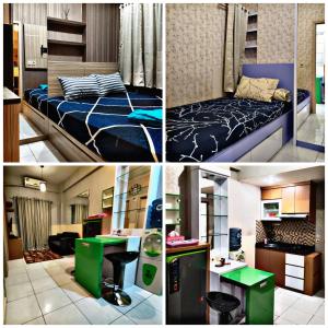 uma colagem de quatro fotografias de um quarto em Apartment Centerpoint by RR Property em Kayuringin