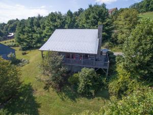 an aerial view of a house with a tin roof at Sweet Retreat in Boone