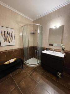 bagno con doccia e lavandino di Apartamento Xelb a Silves