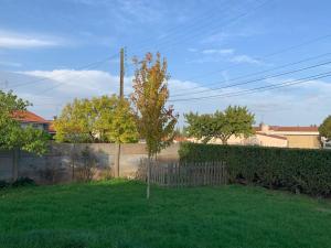 um quintal com uma cerca e uma árvore na relva em Maison proche du Puy du Fou em Chantonnay