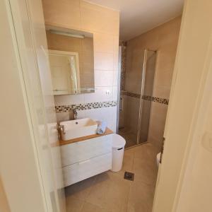 a bathroom with a sink and a toilet and a shower at The View in Vinišće +22 photos