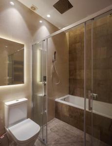 ein Badezimmer mit einer Dusche, einem WC und einer Badewanne in der Unterkunft Luxury flat Chamberi II in Madrid