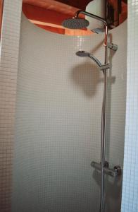 a shower with a shower head in a bathroom at Den Hooimijt in Kats